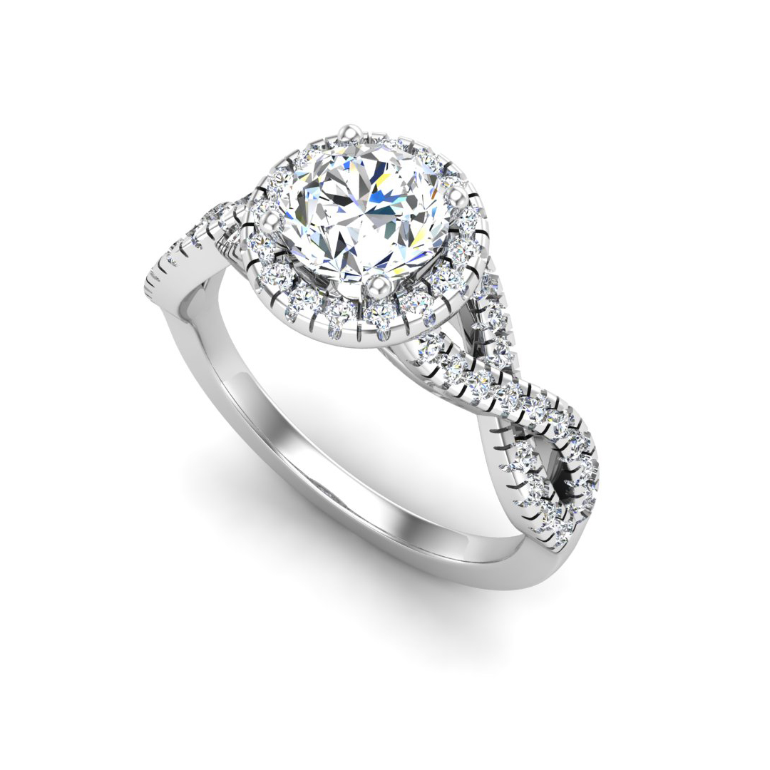 Zoey Twist style Halo Engagement Ring